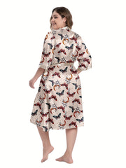  Butterfly Print Satin Pajama Set