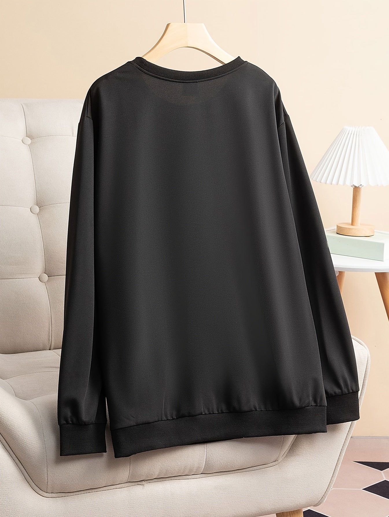  Slogan & Ghost Print Long Sleeve Pajama Top