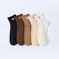 5 Pairs Soft Teddy Bear Crew Socks Women's Stockings