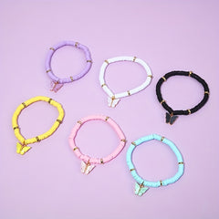 6pcs Butterfly Charm Clay Bead Bracelet for Girls