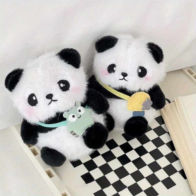 Faux Fur Panda Keychain Set - 2pcs Animal Keyring, Birthday Gift