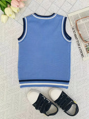 Boys Cartoon Car Graphic Print Sleeveless Sweater Vest