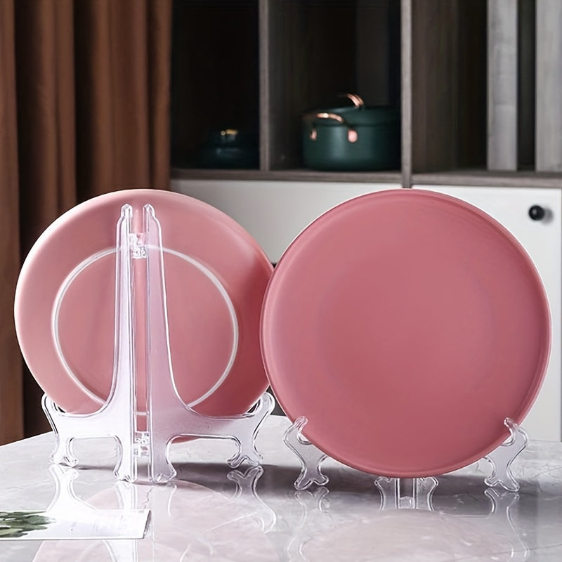 10pcs Plate Storage Holder Clear Plastic Rack for Home Decor