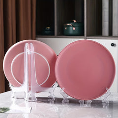 10pcs Plate Storage Holder Clear Plastic Rack for Home Decor