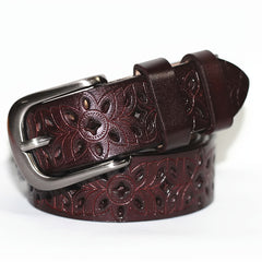 Vintage Metal Buckle Belt Hollow PU Leather Girdle Waistband Belt