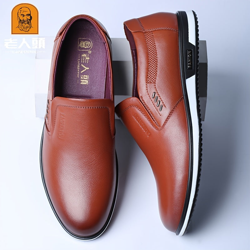 LAORENTOU Men's Leather Dress Shoes Comfy Durable Non Slip Formal Flats