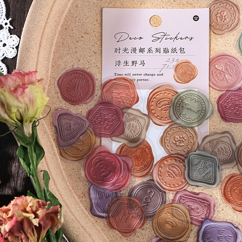 40pc Retro Wax Stickers Envelope Seals DIY Materials