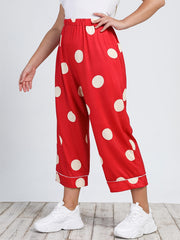 Polka Dot High Rise Cropped Pants Women's Plus Size