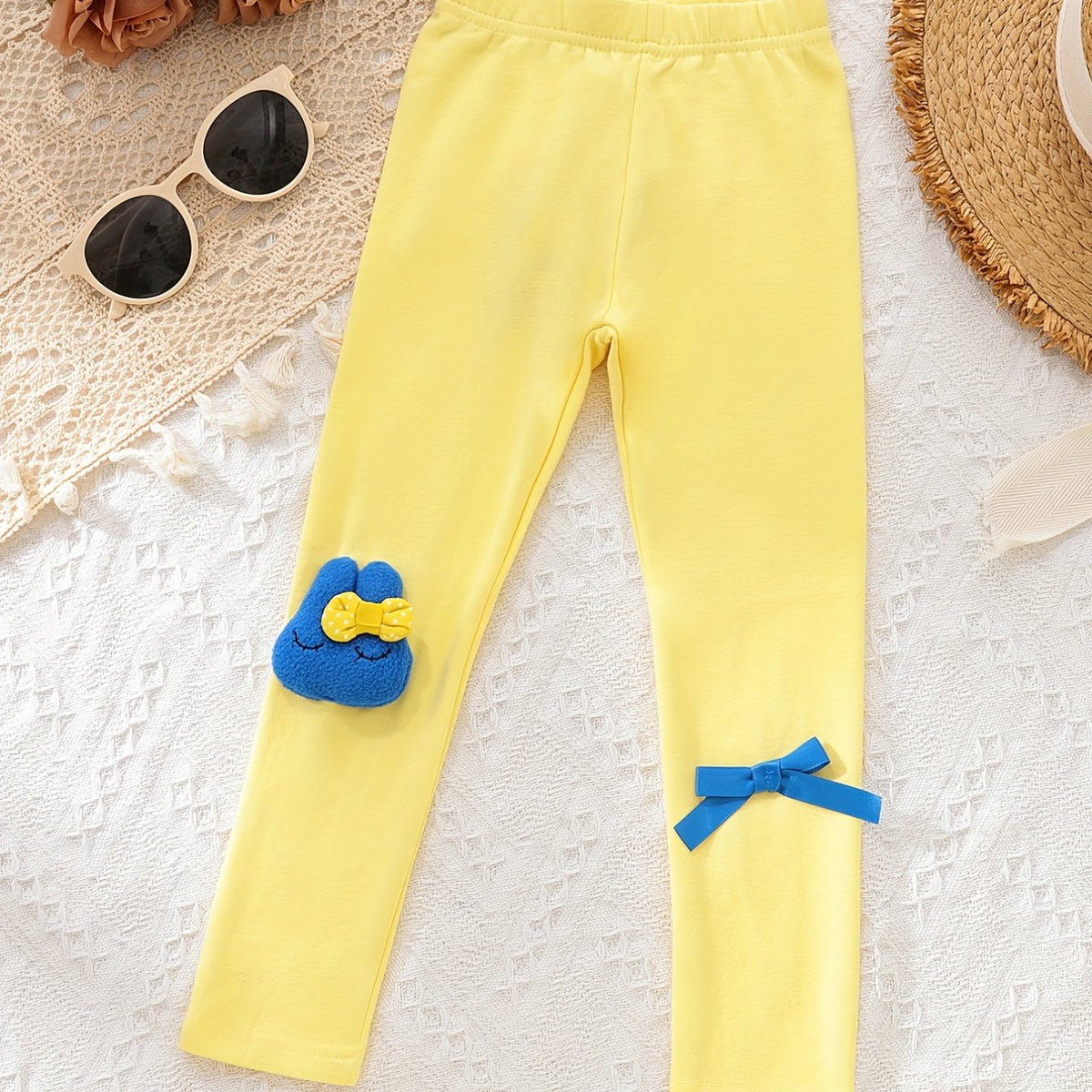 Girls Bunny Decor Elastic Waist Tight Pants Casual Skinny Pants