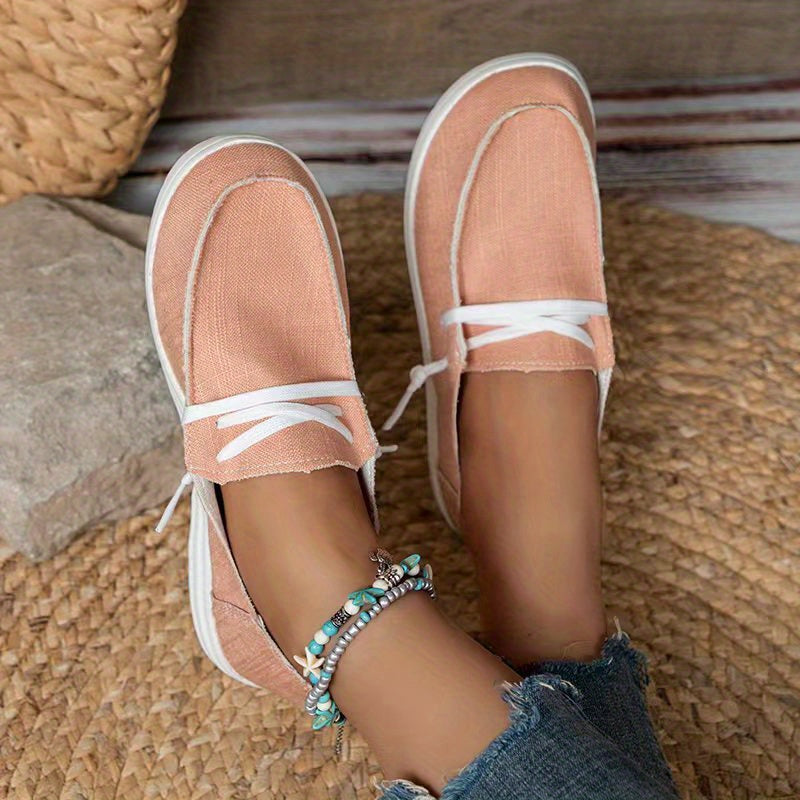 Women's Flat Canvas Shoes Lightweight Low Top Lace Up Shoes