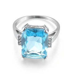 Men's Square Sea Zircon Ring