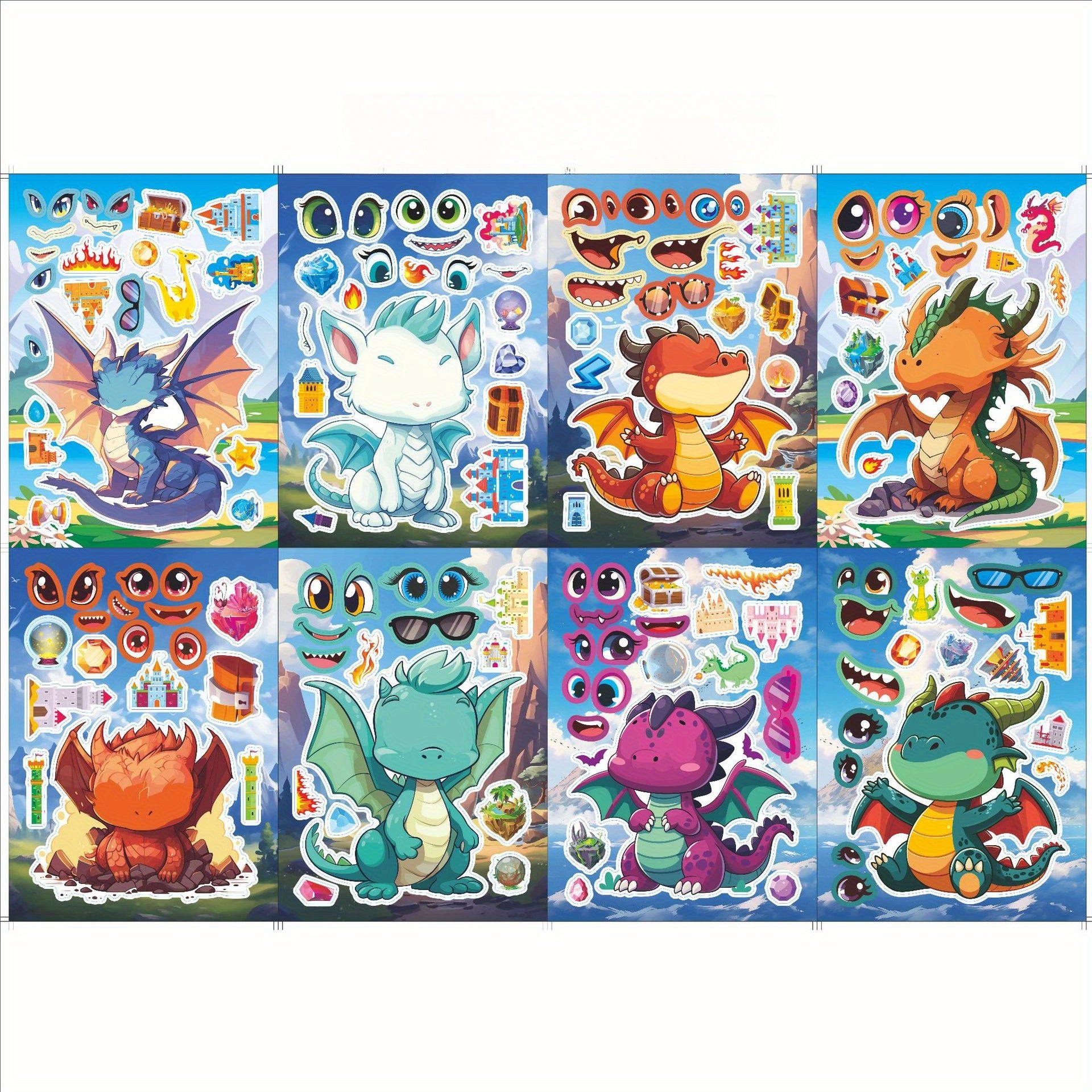 1000 Dinosaur & Dragon DIY Stickers for Scrapbooking Party Decorations