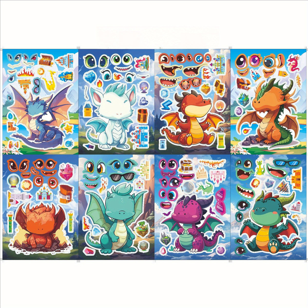 1000 Dinosaur & Dragon DIY Stickers for Scrapbooking Party Decorations
