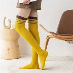 5 Pairs Striped Thigh High Socks Women's Stockings