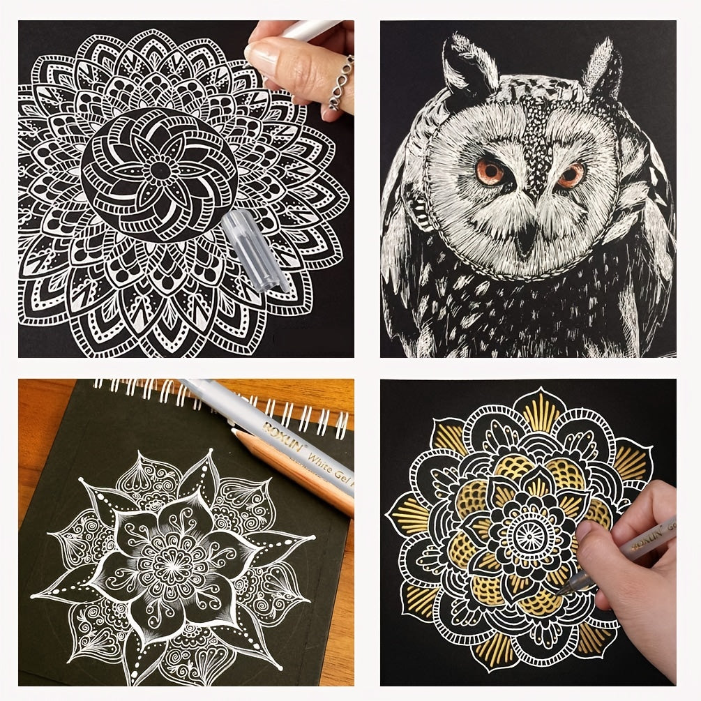 3 Gel Pen Set Silver Nibs 0.8mm & 1mm Drawing Sketching Illustrating
