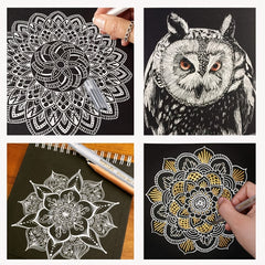 3 Gel Pen Set Silver Nibs 0.8mm & 1mm Drawing Sketching Illustrating