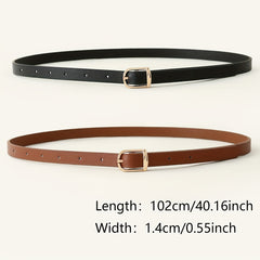 2pcs Square Buckle Belt Girls Casual Decorative Accessories for Pants