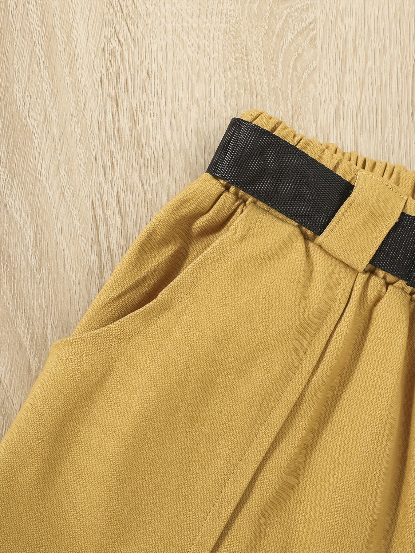 Girls Pocket Belted Cargo Pants Casual Sweatpants Kids Spring Summer Clothes