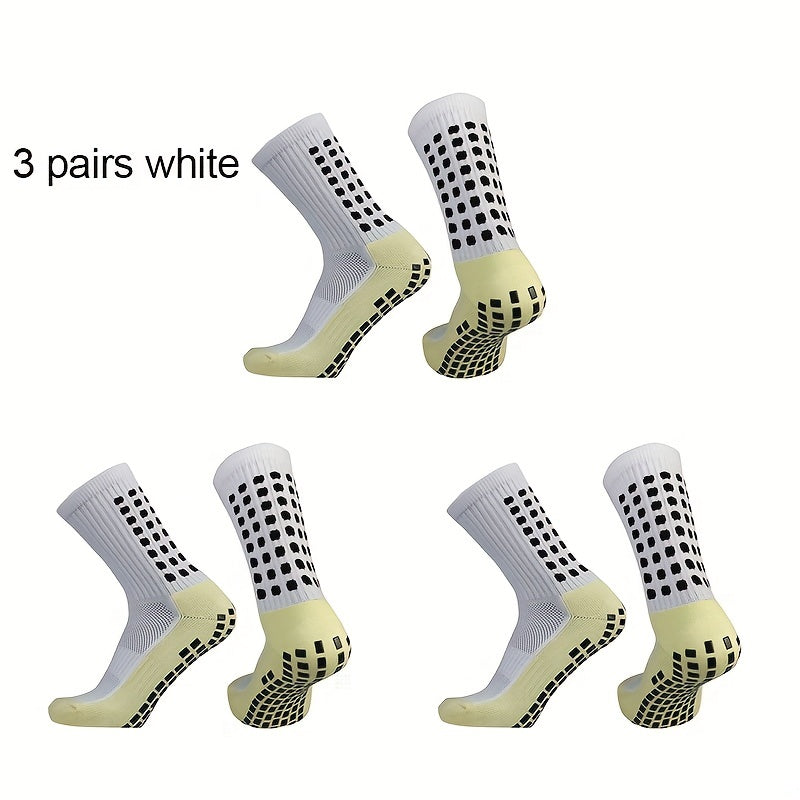 3 Pairs Anti Skid Silicone Football Socks Breathable Sweat Absorbent