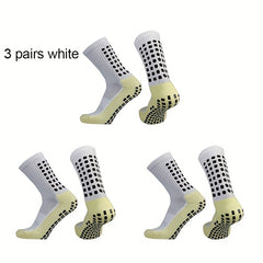 3 Pairs Anti Skid Silicone Football Socks Breathable Sweat Absorbent