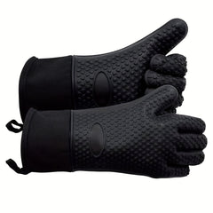 2pcs Silicone BBQ Gloves Heat Resistant Grilling Oven Mitts