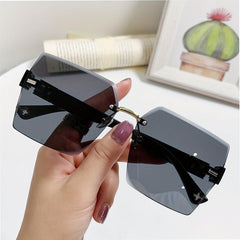 Square Rimless Sunglasses UV400 Gradient Glasses