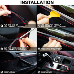 Flexible Car Moulding Decoration Strips 16ft 5m PVC Interior Auto Trim