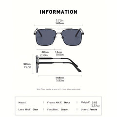 Men's Metal Square Frame Sunglasses UV Protection for Cycling Fishing
