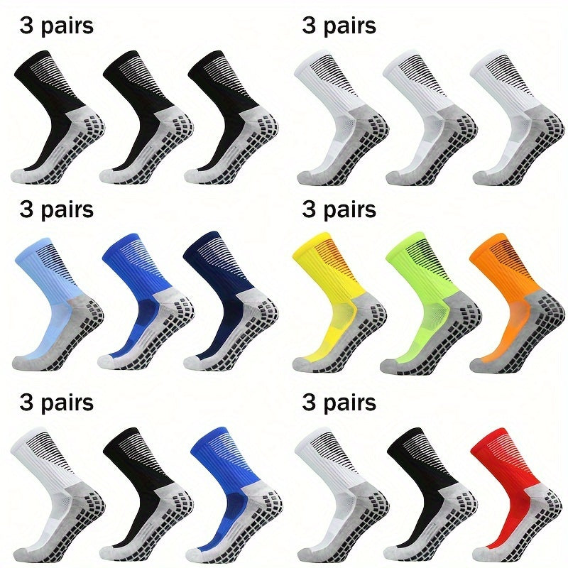3 Pairs Non Slip Football Socks for Men Sport Socks Running Basketball Crew