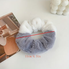 3pcs Plush Block Scrunchie Fluffy Hair Tie Minimalist Hair Accessory