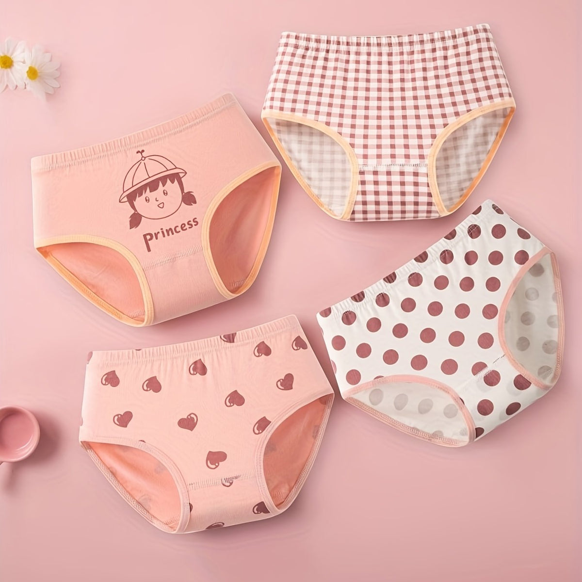 Girl's Triangle Panties, Elastic Waist Shorts