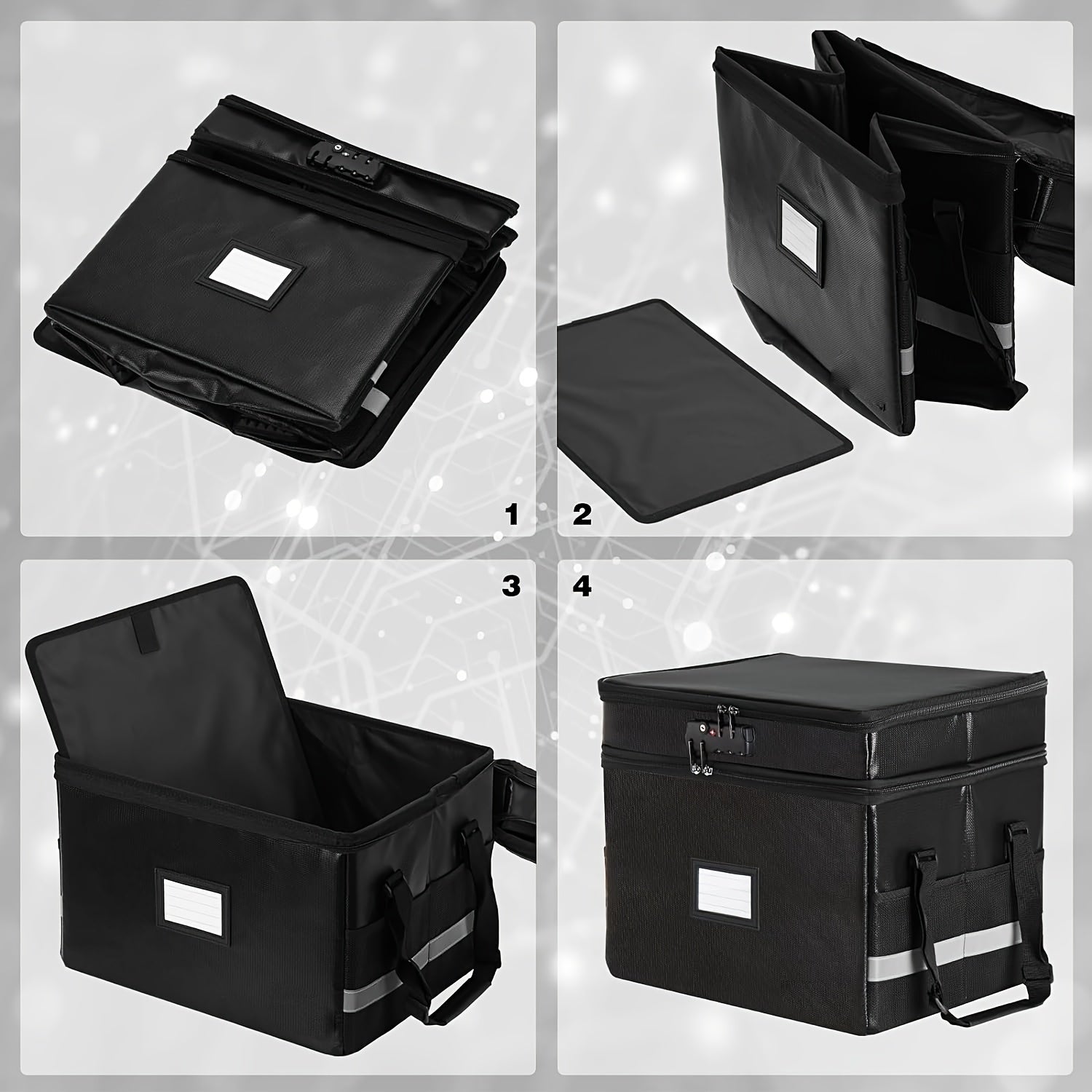 File Storage Box With Lock & Handles 2 Layer Folding Storage Box