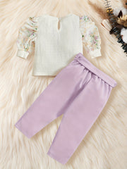 Baby Girls Floral Long Sleeve Top & Flat Pants Set