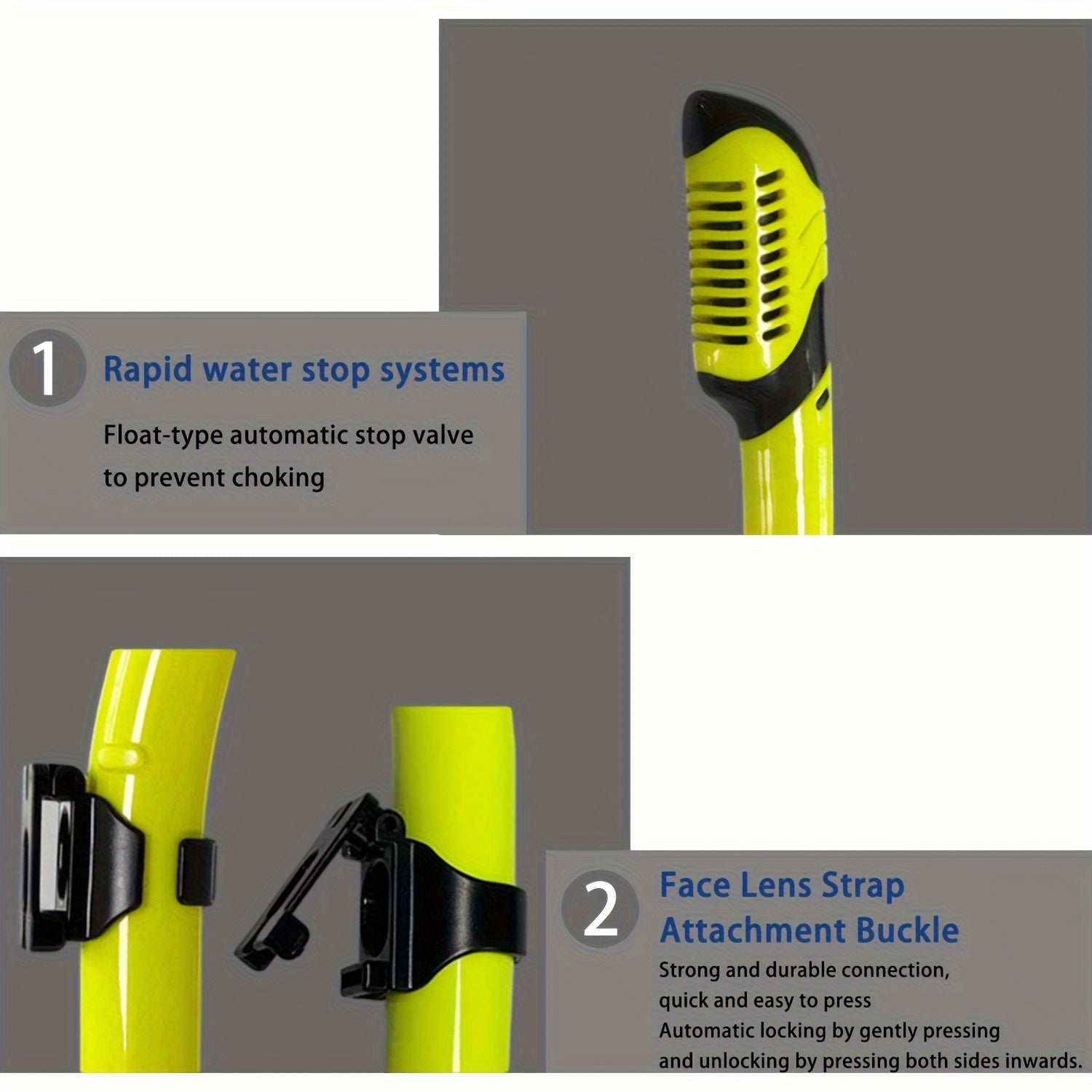 Adults Dry Snorkel with Top Drying Valve & Food Silicone