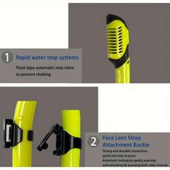 Adults Dry Snorkel with Top Drying Valve & Food Silicone
