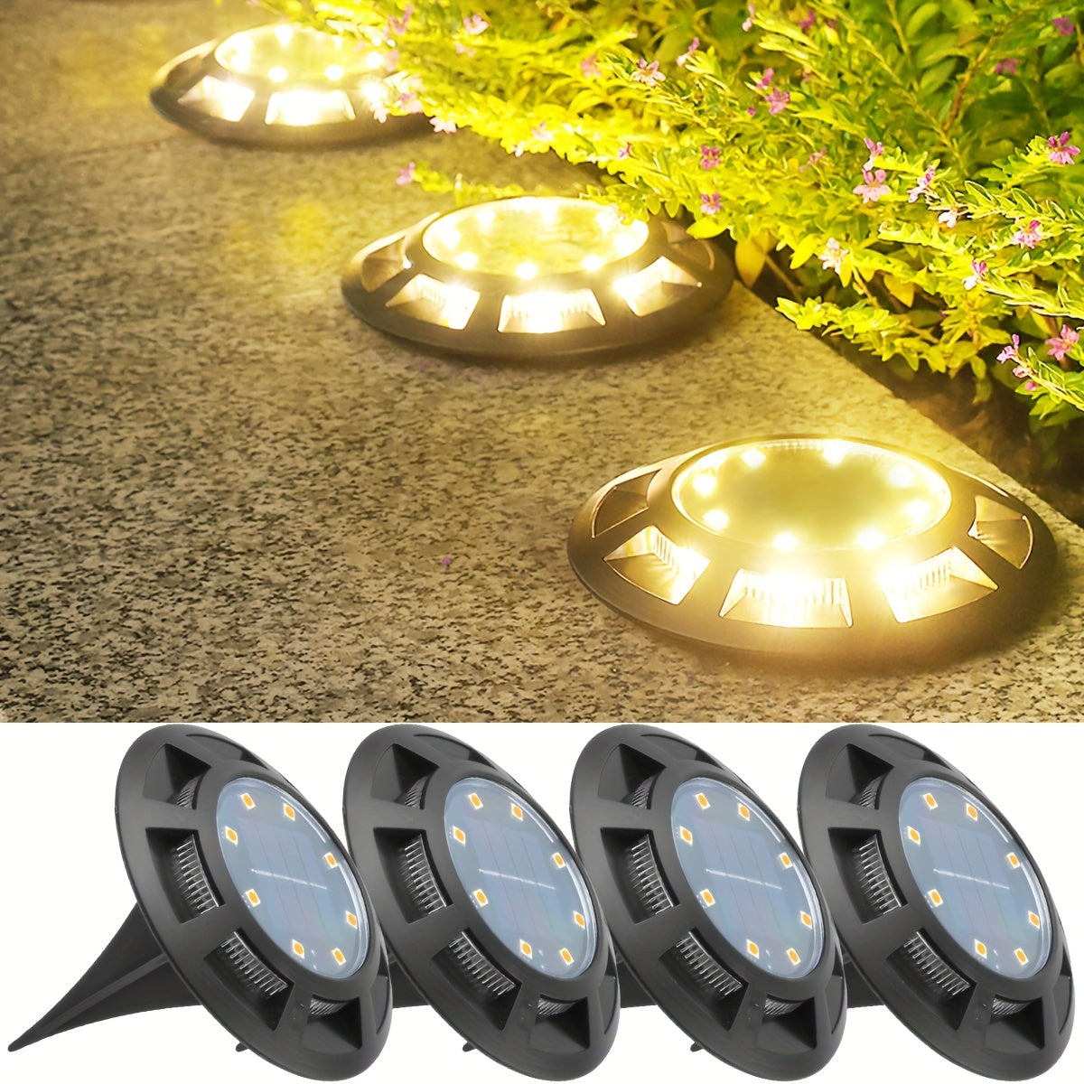4pcs Solar Buried Lamp Outdoor Waterproof Lawn Decoration Night Light
