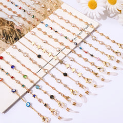 Metal Glasses Chain Colorful Pearl Rhinestones Mask Chain Glasses Lanyard