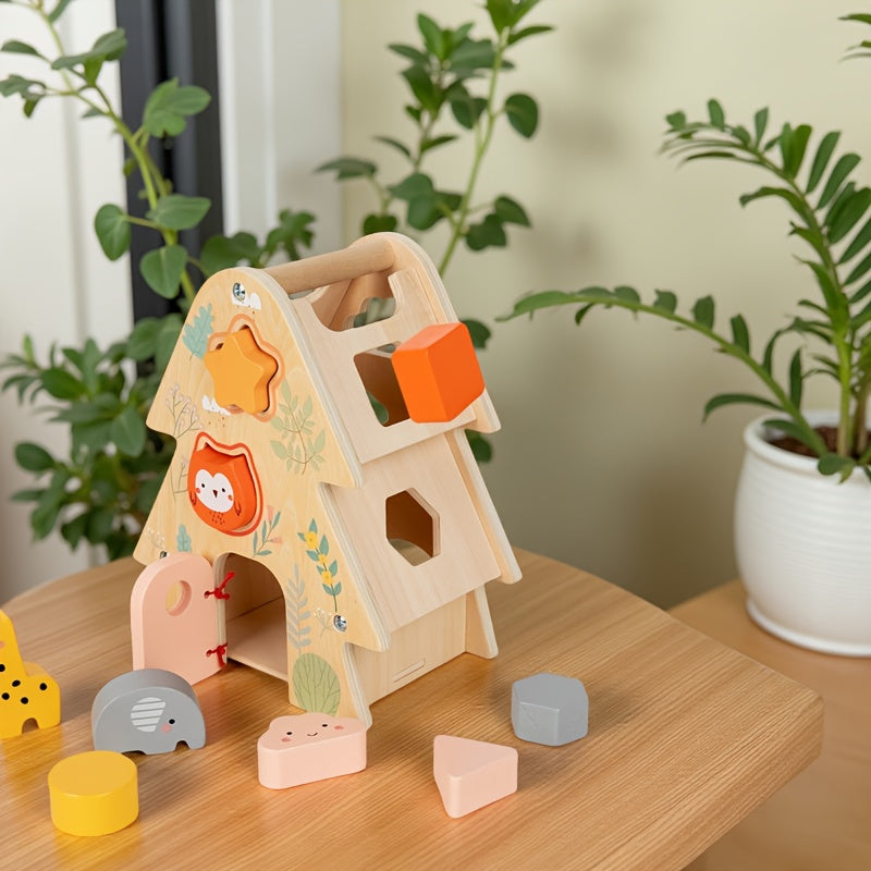 Wooden Tree Wisdom House Matching Blocks for Kids 3+ Years