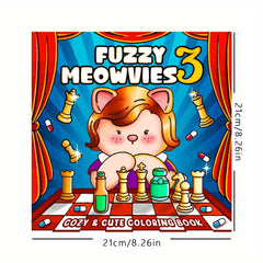 Fuzzy Meowvies Coloring Book 32 Page Cats Chess Party Scenes Activity Book