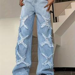 High Rise Distressed Wide Leg Jeans for Women