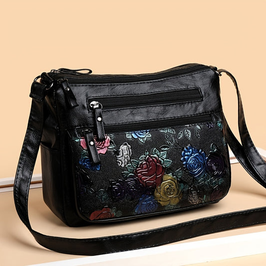Flower Pattern Crossbody Bag Zipper Shoulder Bag