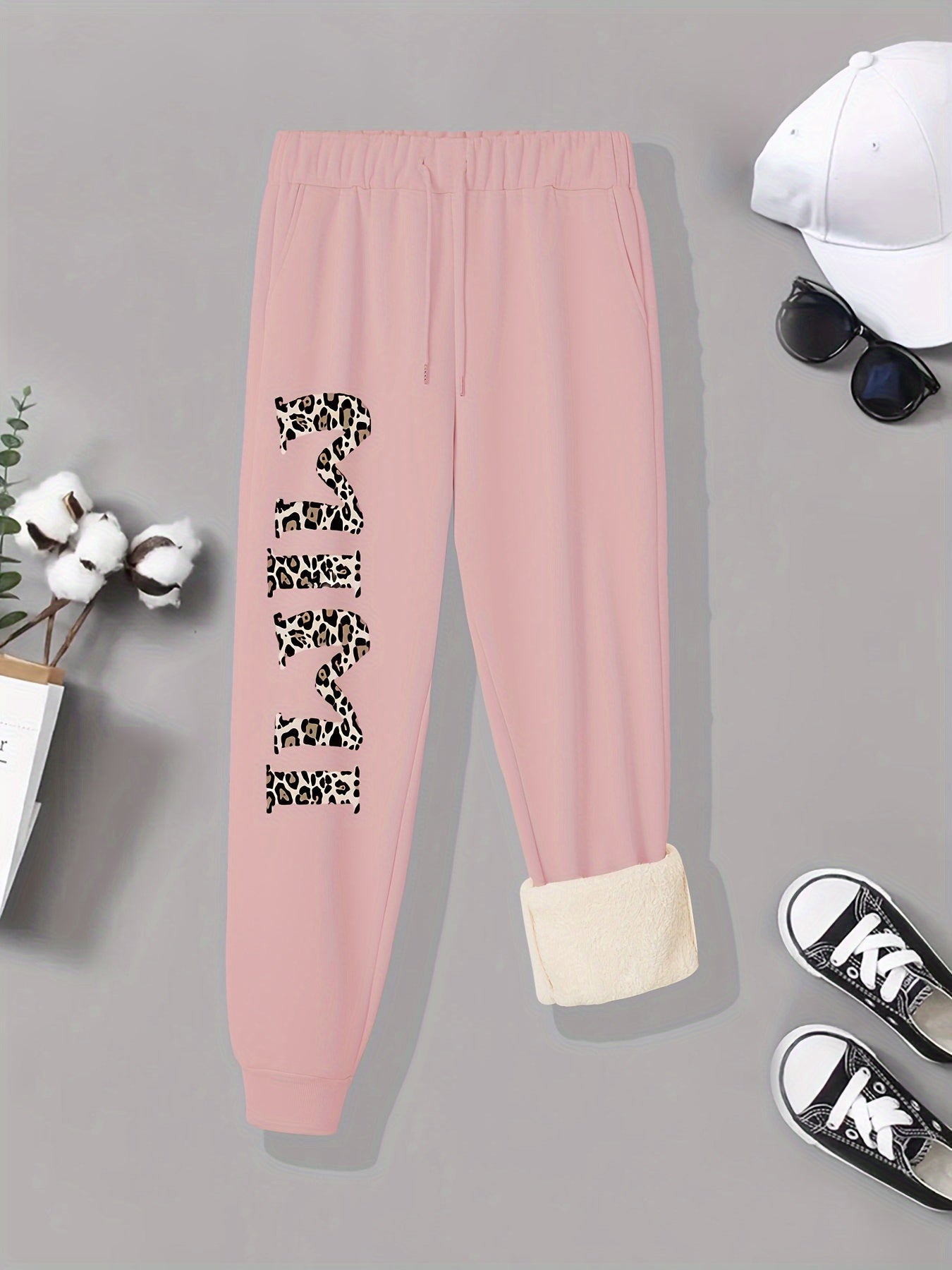 Women's Plus Size Leopard Letter Print Joggers
