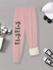 Women's Plus Size Leopard Letter Print Joggers