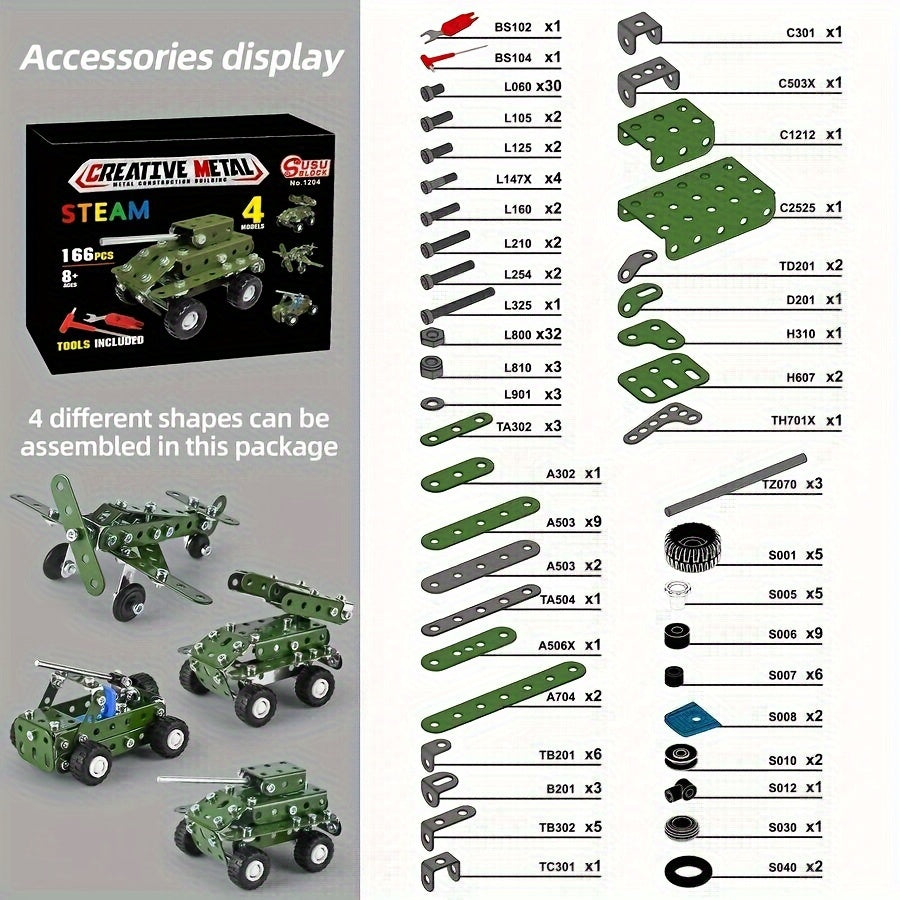 166pcs Military Building Blocks Educational Toys