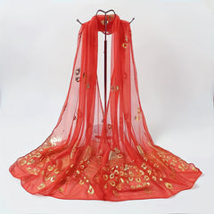 Phoenix Hot Stamping Chiffon Scarf Solid Classic Shawl Breathable