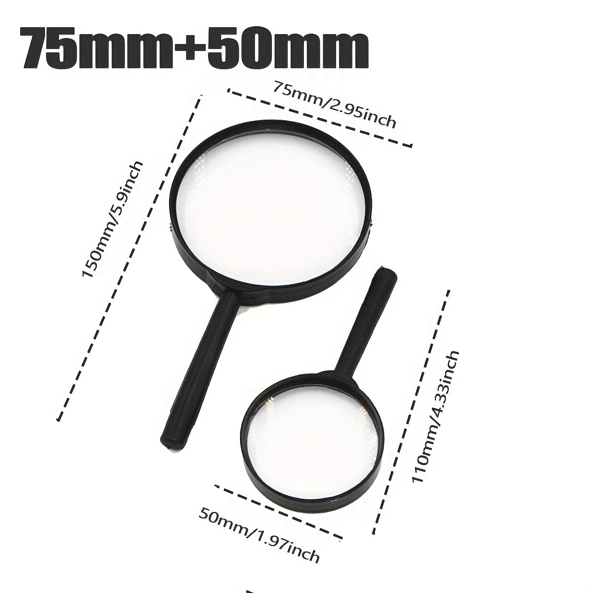 2pcs Magnifying Glass Handheld Reading Magnifier For Seniors