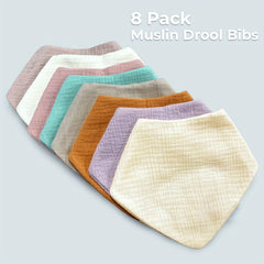 Soft Muslin Baby Bandana Bibs Set for Girls, Absorbent Plain Colors 8 Packs