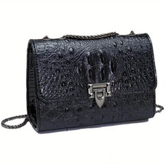 Crocodile Embossed Crossbody Bag Chain Shoulder Bag Women's Small PU Square