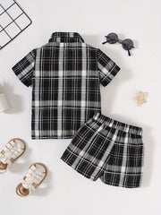 Baby Boy Casual Set Plaid Shirt & Shorts