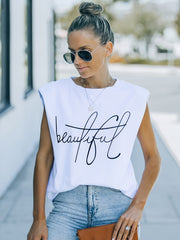Alphabets Print Sleeveless Tank for Women